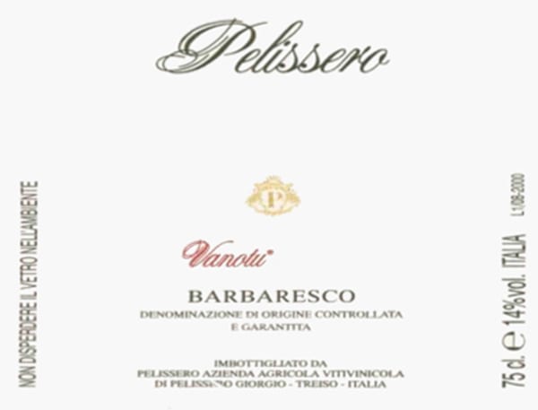 Rượu vang đỏ Pelissero Barbaresco Vanotu 1999