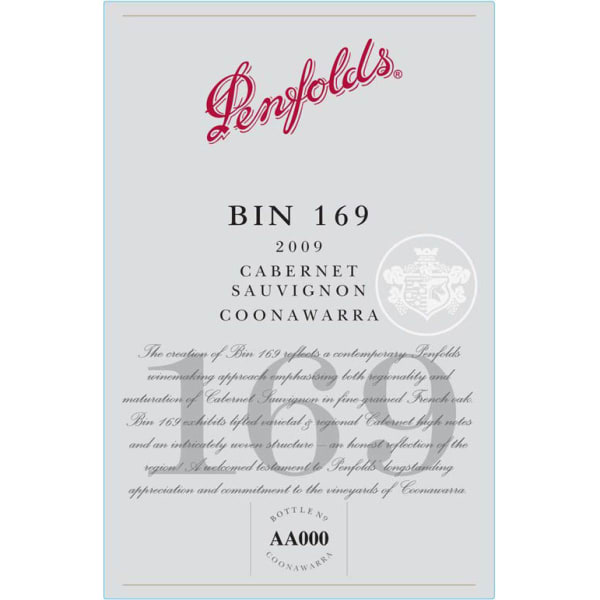 Rượu vang đỏ Penfolds Bin 169 Coonawarra Cabernet Sauvignon 2009