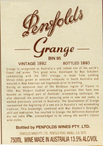 Rượu vang đỏ Penfolds Bin 707 Cabernet Sauvignon 1993