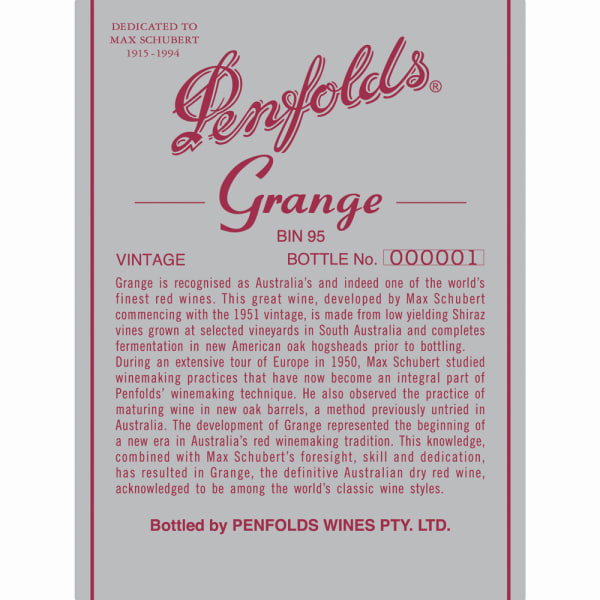 Rượu vang đỏ Penfolds Grange (chai Magnum 1,5 lít) 2007