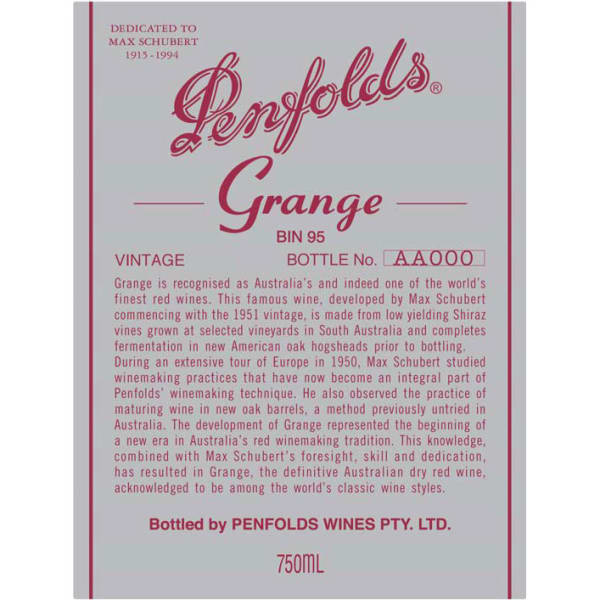 Rượu vang đỏ Penfolds Grange 1991