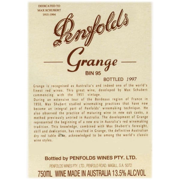 Rượu vang đỏ Penfolds Grange 1999