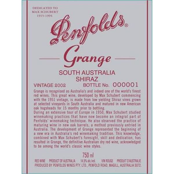 Rượu vang đỏ Penfolds Grange 2002