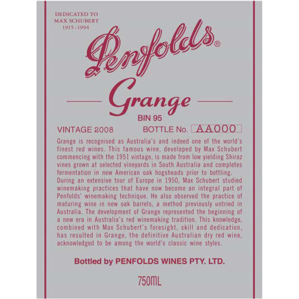 Rượu vang đỏ Penfolds Grange 2008