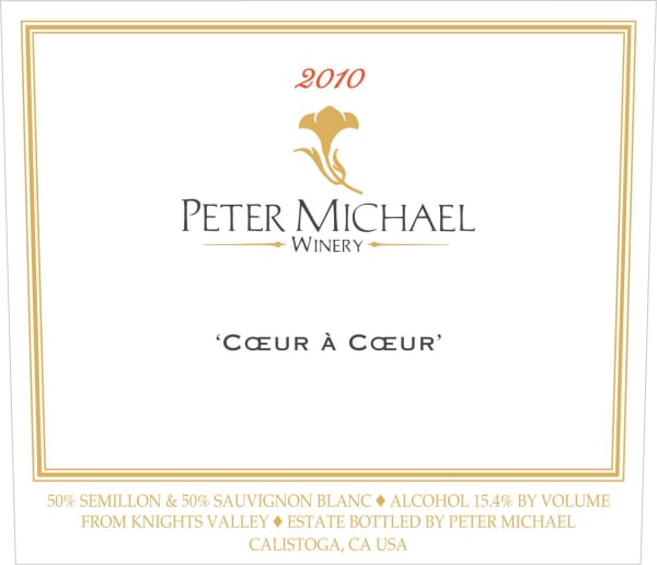 Rượu vang trằng Peter Michael Coeur a Coeur White Blend 2010