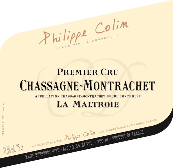 Rượu vang trằng Philippe Colin Chassagne-Montrachet La Maltroie Premier Cru 2017