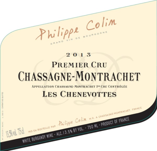 Rượu vang trằng Philippe Colin Chassagne-Montrachet Les Chenevottes Premier Cru 2013