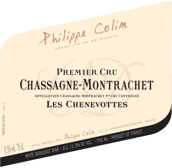 Rượu vang trằng Philippe Colin Chassagne-Montrachet Les Chenevottes Premier Cru 2021