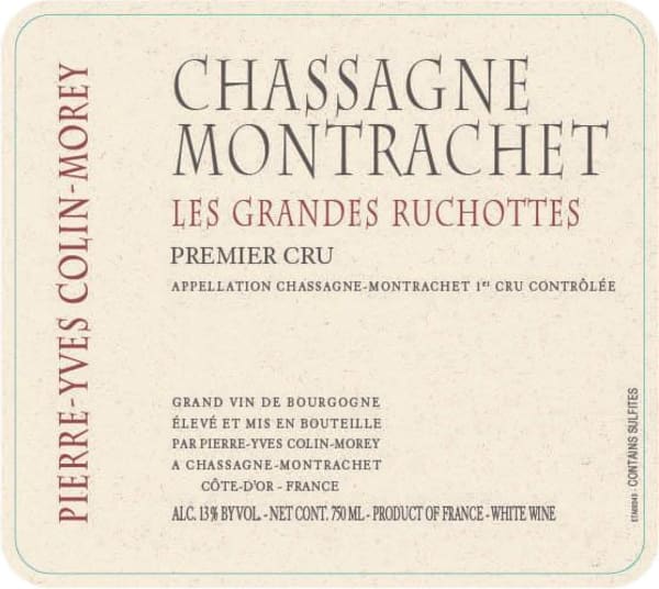 Rượu vang trằng Pierre-Yves Colin-Morey Chassagne-Montrachet Grandes Ruchottes Premier Cru 2020