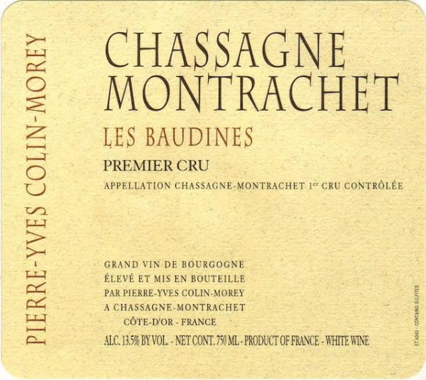 Rượu vang trằng Pierre-Yves Colin-Morey Chassagne Montrachet Les Baudines Premier Cru 2014