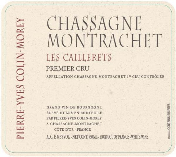 Rượu vang trằng Pierre-Yves Colin-Morey Chassagne Montrachet Les Caillerets Premier Cru 2014
