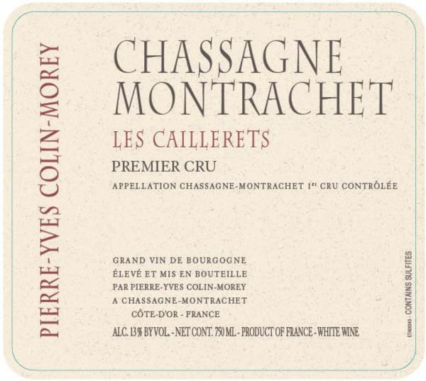 Rượu vang trằng Pierre-Yves Colin-Morey Chassagne-Montrachet Les Caillerets Premier Cru 2018