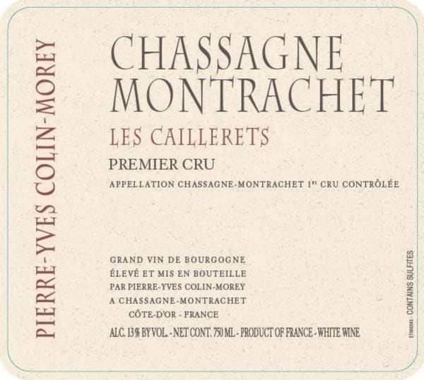 Rượu vang trằng Pierre-Yves Colin-Morey Chassagne-Montrachet Les Caillerets Premier Cru 2019