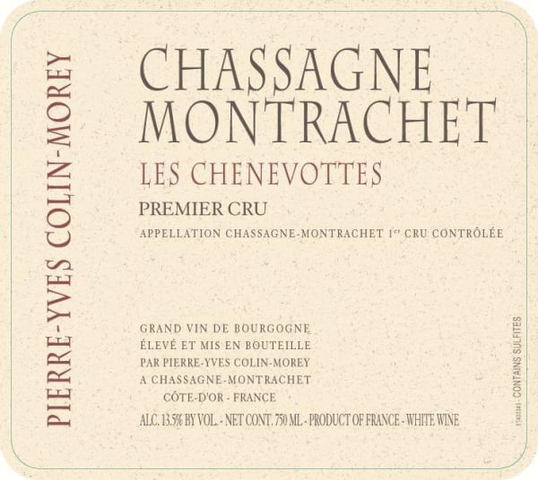 Rượu vang trằng Pierre-Yves Colin-Morey Chassagne-Montrachet Les Chenevottes Premier Cru 2018