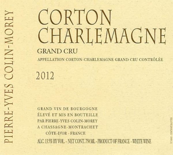Rượu vang trằng Pierre-Yves Colin-Morey Corton Charlemagne Grand Cru 2012