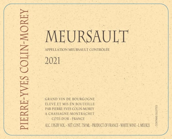 Rượu vang trằng Pierre-Yves Colin-Morey Meursault 2021