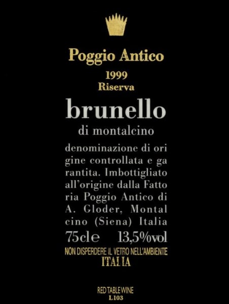 Rượu vang đỏ Poggio Antico Brunello di Montalcino Riserva (chai Magnum 1,5 lít) 1999