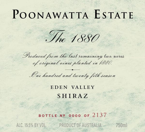 Rượu vang đỏ Poonawatta Estate The 1880 Shiraz 2007