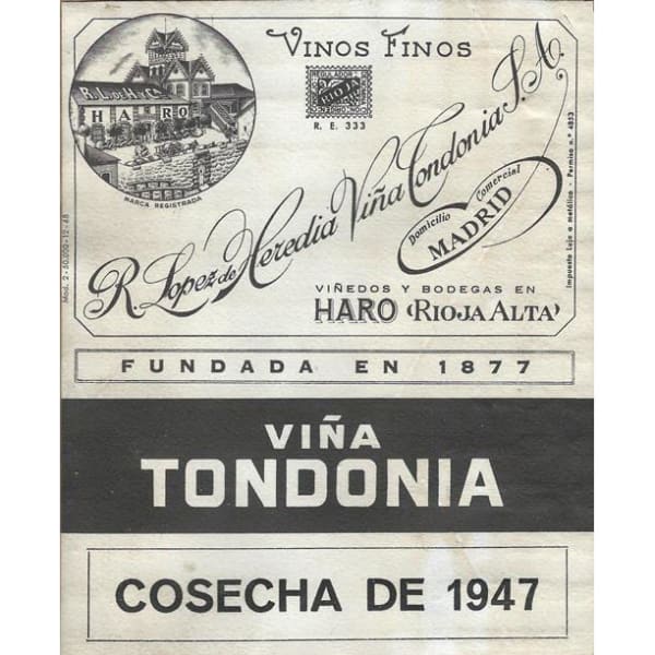 Rượu vang trằng R. Lopez de Heredia Rioja White Vina Tondonia Gran Reserva 1996
