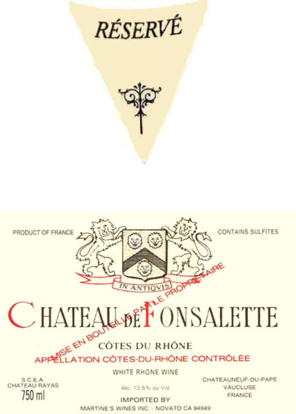 Rượu vang trằng Rayas Chateau de Fonsalette Cotes du Rhone Reserve Blanc 2006