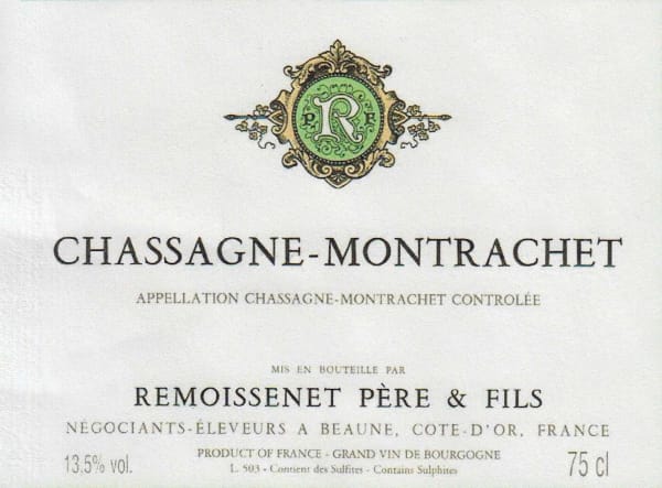 Rượu vang trằng Remoissenet Chassagne-Montrachet 2018