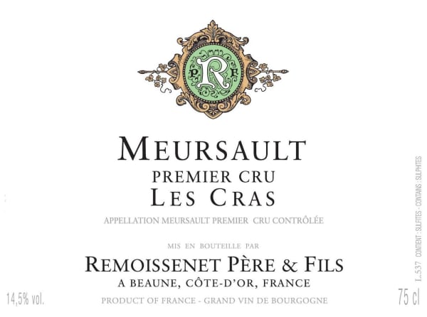 Rượu vang trằng Remoissenet Meursault Les Cras Premier Cru 2020