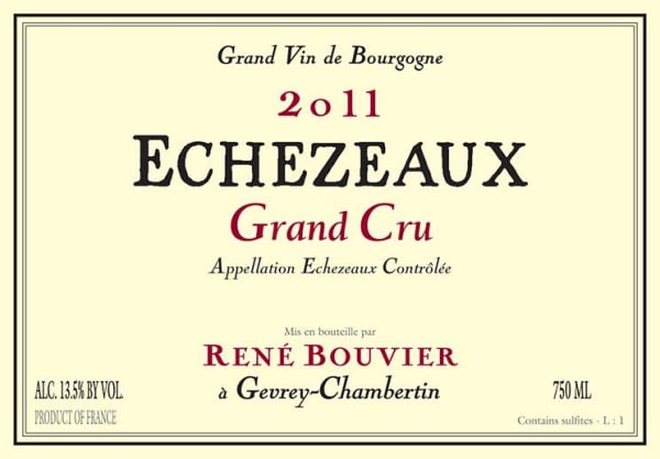 Rượu vang đỏ Rene Bouvier Echezeaux Grand Cru 2011