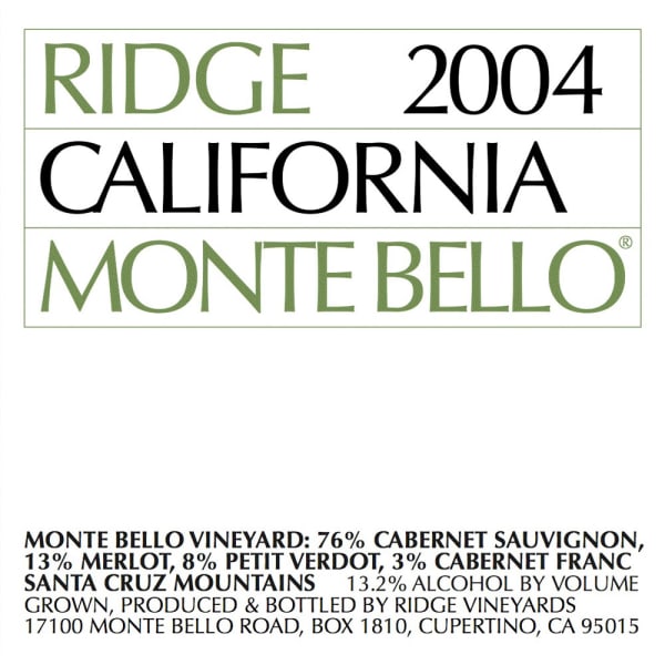 Rượu vang đỏ Ridge Monte Bello (chai Magnum 1,5 lít) 2004