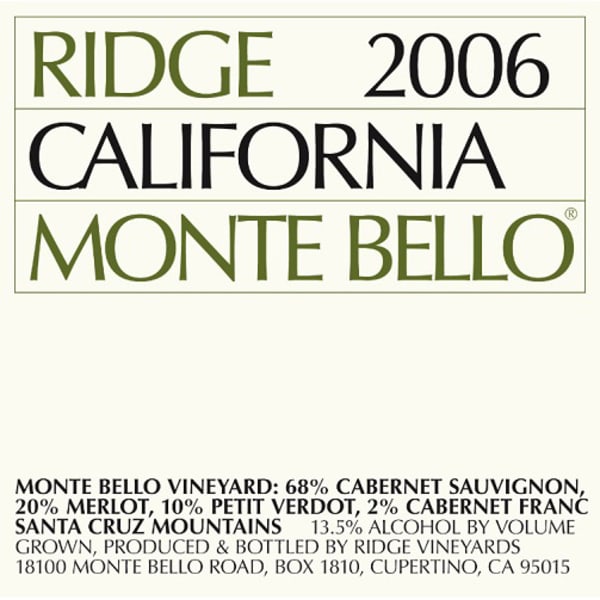 Rượu vang đỏ Ridge Monte Bello (chai Magnum 1,5 lít) 2006