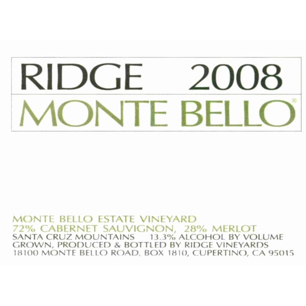 Rượu vang đỏ Ridge Monte Bello (chai Magnum 1,5 lít) 2008