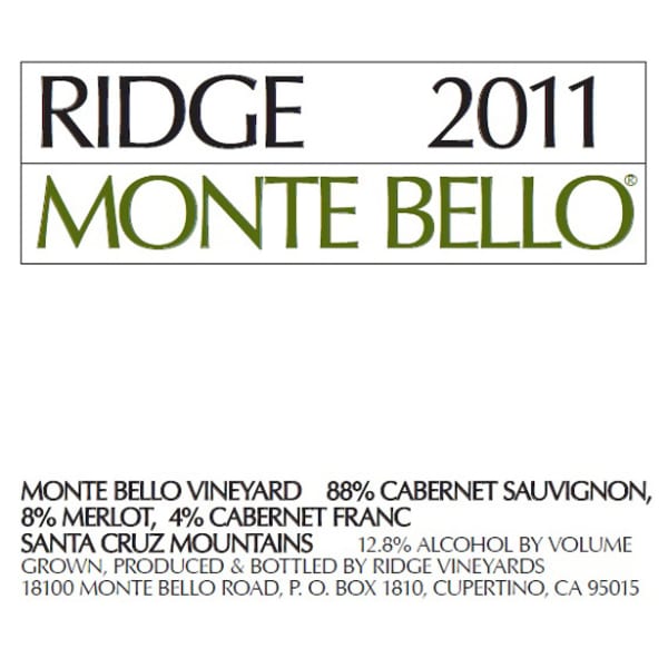 Rượu vang đỏ Ridge Monte Bello (chai Magnum 1,5 lít) 2011