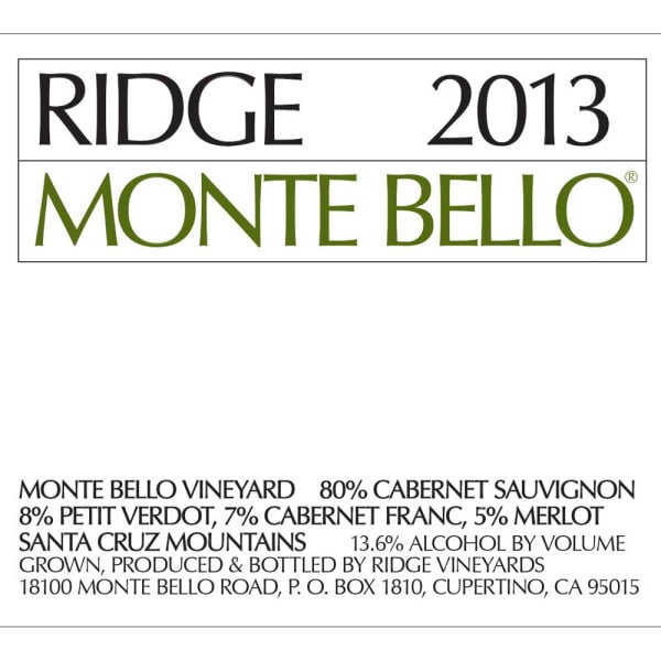 Rượu vang đỏ Ridge Monte Bello (chai Magnum 1,5 lít) 2013