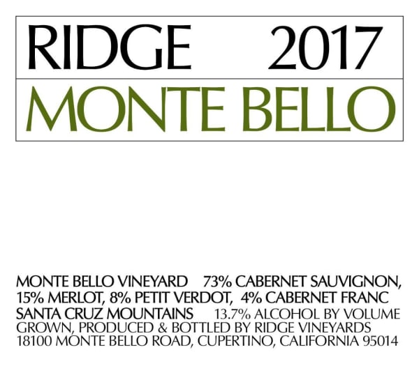 Rượu vang đỏ Ridge Monte Bello (chai Magnum 1,5 lít) 2017