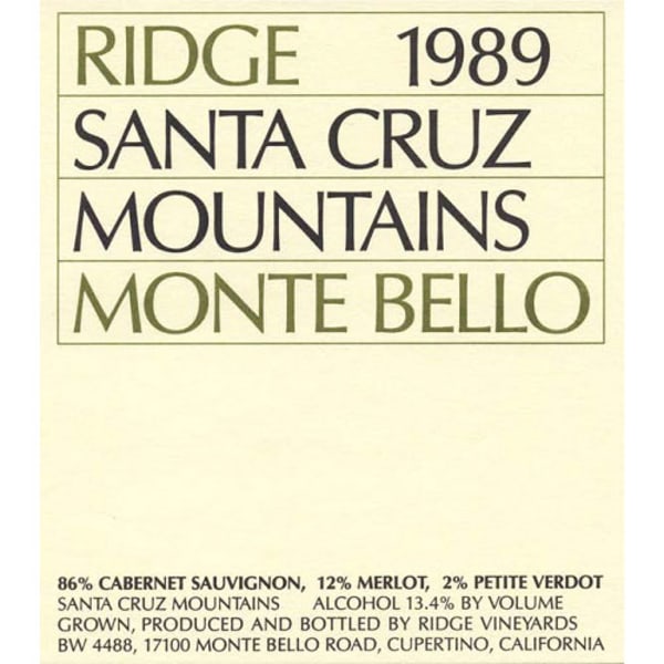 Rượu vang đỏ Ridge Monte Bello 1989