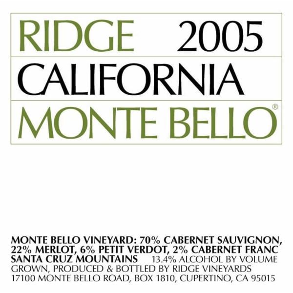 Rượu vang đỏ Ridge Monte Bello 2005