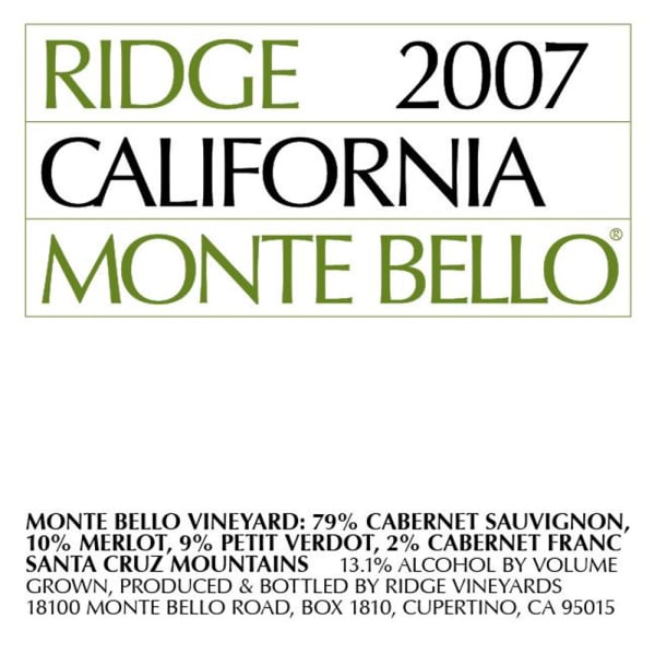 Rượu vang đỏ Ridge Monte Bello 2007