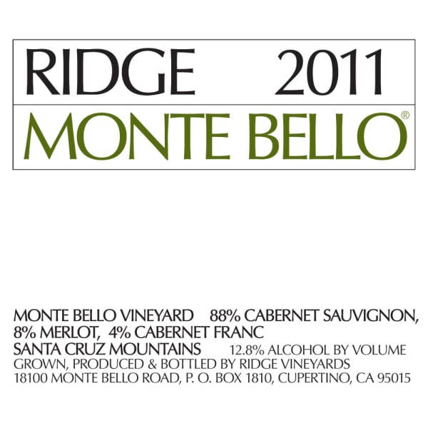 Rượu vang đỏ Ridge Monte Bello 2011