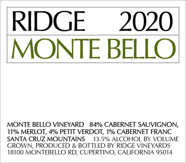 Rượu vang đỏ Ridge Monte Bello 2020