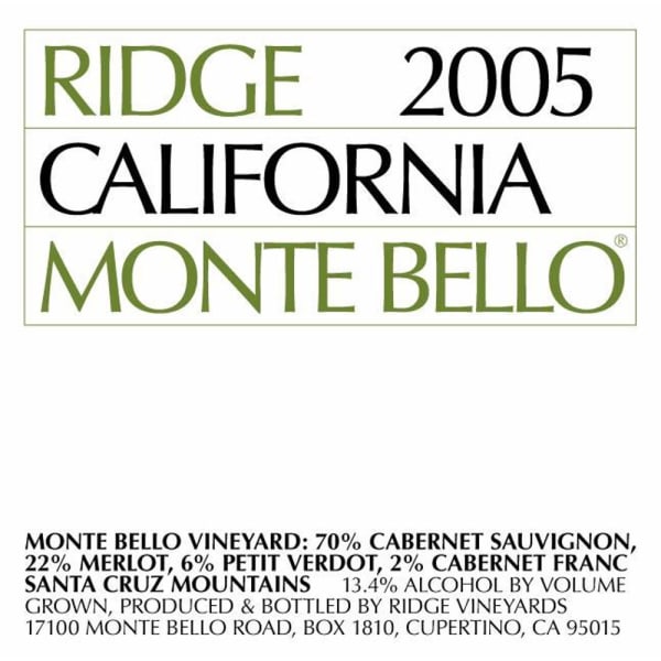 Rượu vang đỏ Ridge Monte Bello (chai 3 lít) 2005