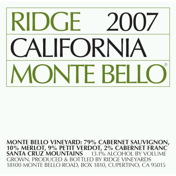 Rượu vang đỏ Ridge Monte Bello (chai 3 lít) 2007
