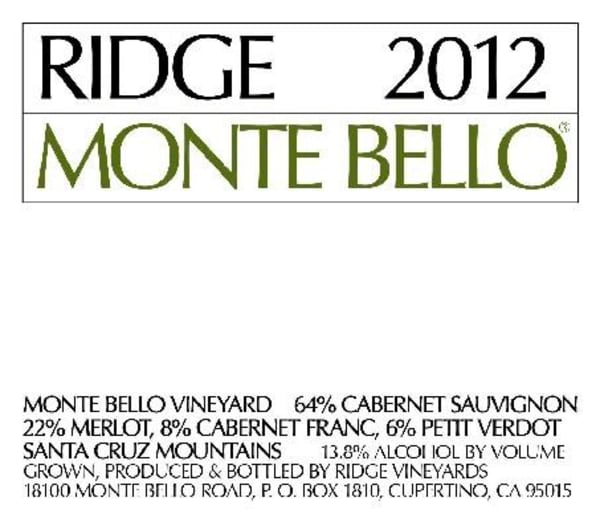 Rượu vang đỏ Ridge Monte Bello (chai 3 lít) 2012