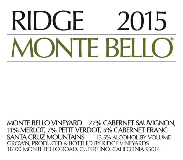 Rượu vang đỏ Ridge Monte Bello (chai 3 lít) 2015