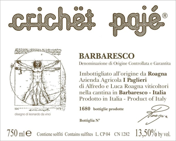 Rượu vang đỏ Roagna Crichet Paje 2006