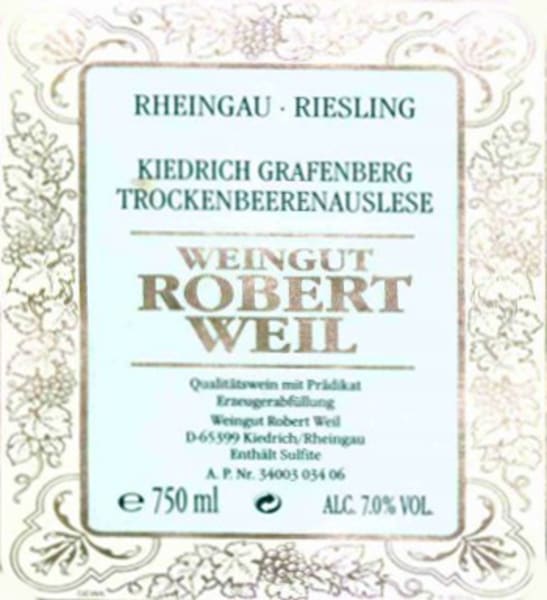 Rượu vang trằng Robert Weil Kiedrich Grafenberg Riesling Trockenbeerenauslese 2006