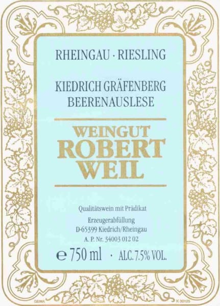Rượu vang trằng Robert Weil Kiedricher Grafenberg Riesling Beerenauslese 2006