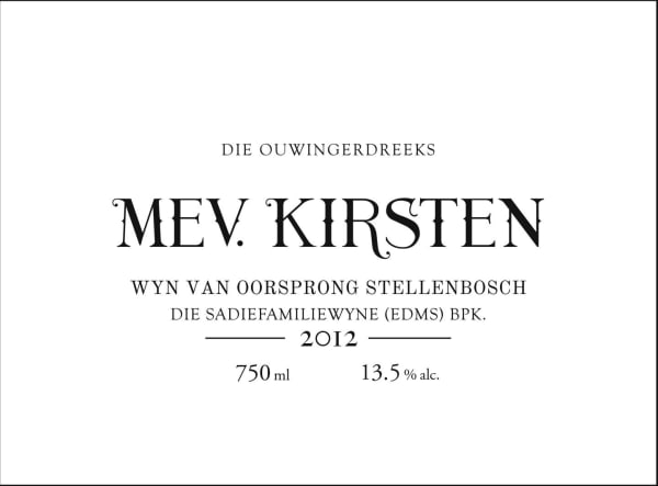 Rượu vang trằng Sadie Family Mev. Kirsten Chenin Blanc 2012