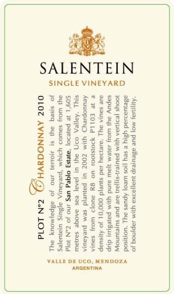 Rượu vang trằng Salentein Single Vineyard Chardonnay 2010