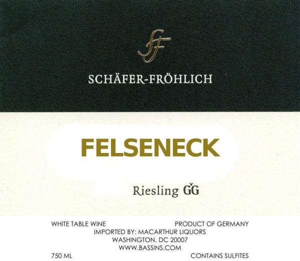Rượu vang trằng Schafer-Frohlich Felseneck Riesling Grosses Gewachs 2016