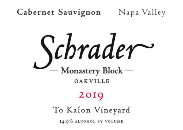 Rượu vang đỏ Schrader Monastery Block To Kalon Vineyard Cabernet Sauvignon 2019