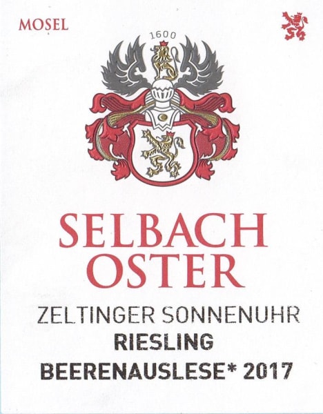 Rượu vang trằng Selbach Oster Zeltinger Sonnenuhr Riesling Beerenauslese (chai 375 ml) 2017